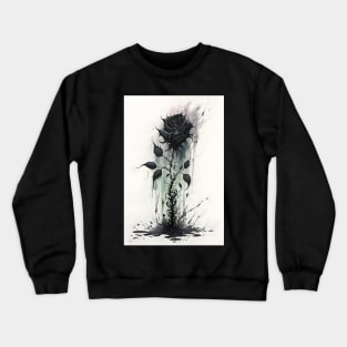 Gothic Black Rose Abstract Watercolor Design Crewneck Sweatshirt